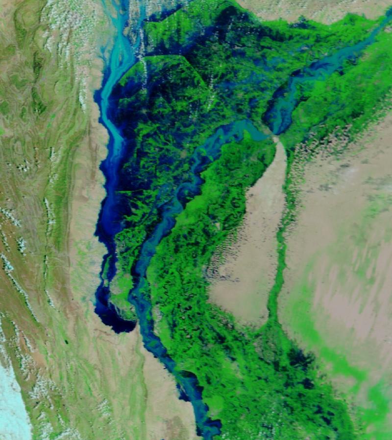 Satellite image of Lower Indus valley, Sindh province, Pakistan on 31 Aug 2022, after the event.