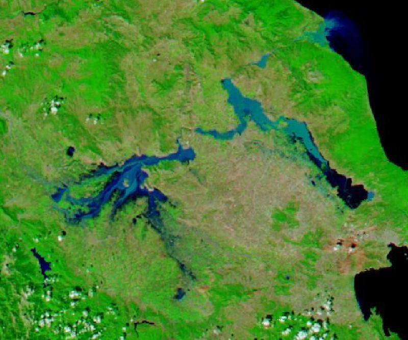 Satellite image of Thessaly plain around Larissa, central Greece on 10 Sep 2023, after the event.