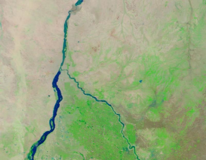 Satellite image of Khartoum, where the Blue and White Nile meet, Sudan on 5 Sep 2020, after the event.