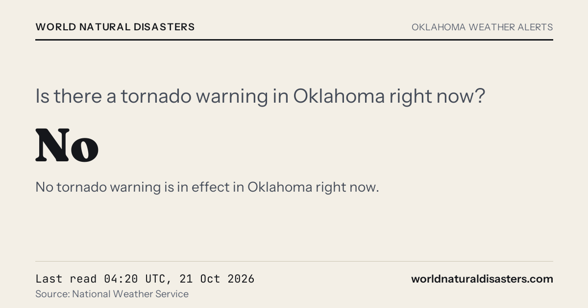 Time Rigth Now Is There a Tornado Warning in Oklahoma Right Now? Live NWS Alerts
