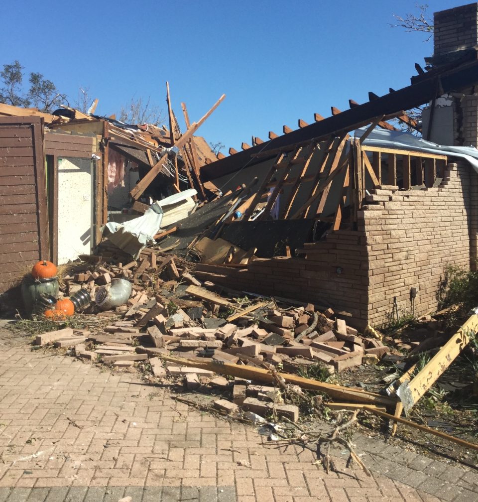 EF3 tornado damage to a home in North Dallas, October 2019