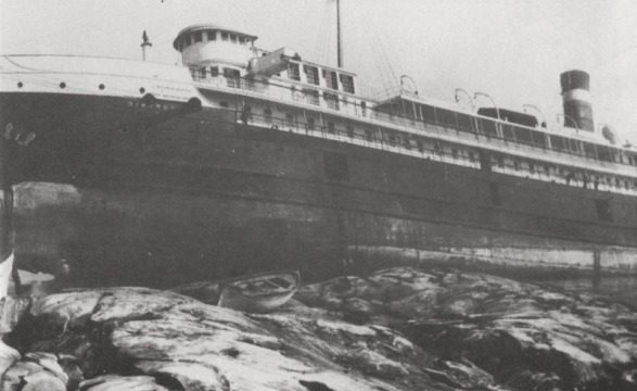 The Great Lakes passenger ship Huronic, driven ashore during the Great Storm of 1913